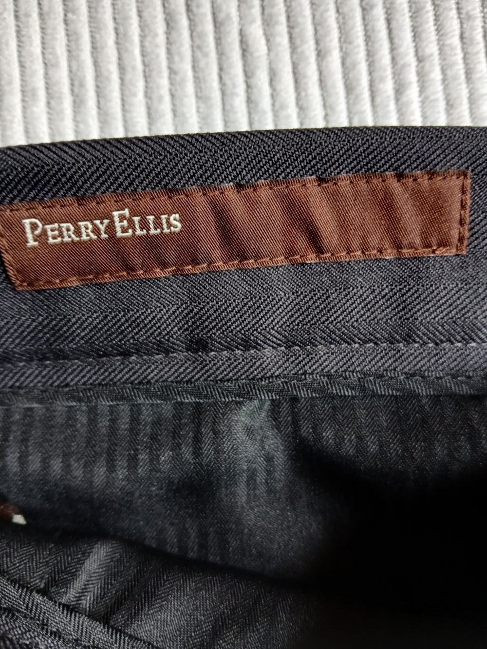 Perry Ellis Portfolio Men's Pants 36x32 Flat Front Herringbone Dress Slacks - Picture 8 of 9